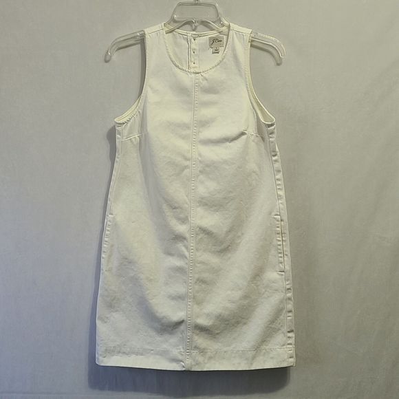 J. CREW White Denim Sleeveless Shift Dress Women's 4 Button Back Closure Pockets - Picture 10 of 12